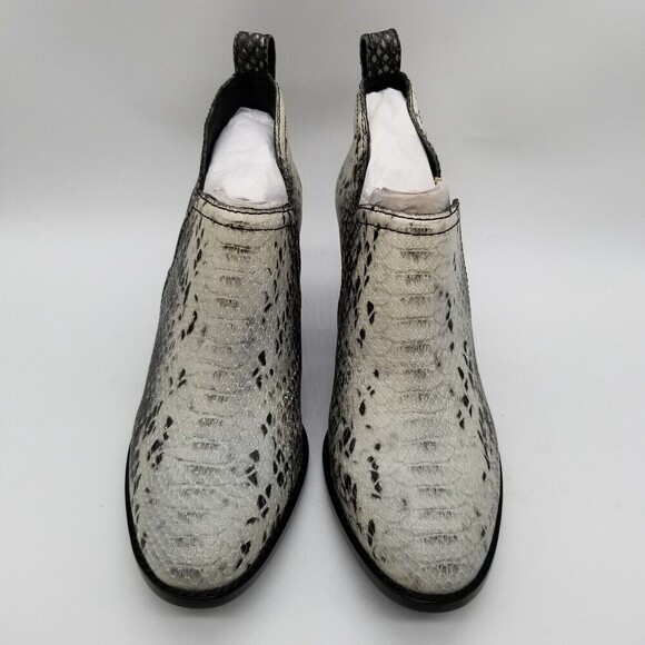 Jeffrey Campbell Womens Black White Snake Rosalee Block Heel Ankle Booties 8 - Picture 3 of 6